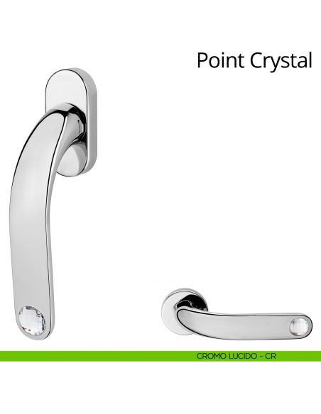 Maniglia con Swarovski per finestra martellina DK Point Crystal Linea Calì cromo lucido