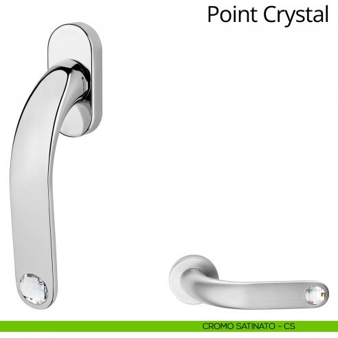 Maniglia con Swarovski per finestra martellina DK Point Crystal Linea Calì cromo satinato