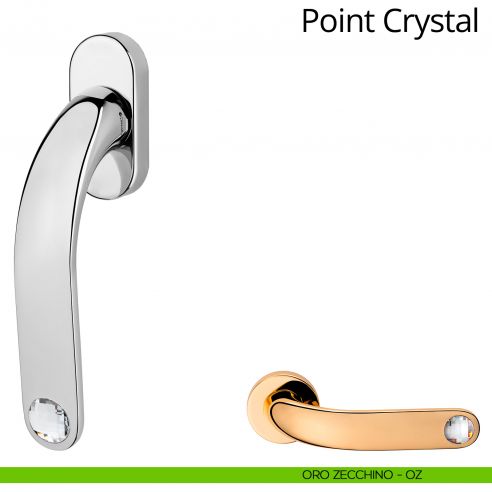 Maniglia con Swarovski per finestra martellina DK Point Crystal Linea Calì oro zecchino