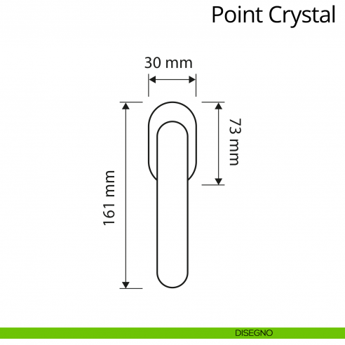 Maniglia con Swarovski per finestra martellina DK Point Crystal Linea Calì disegno