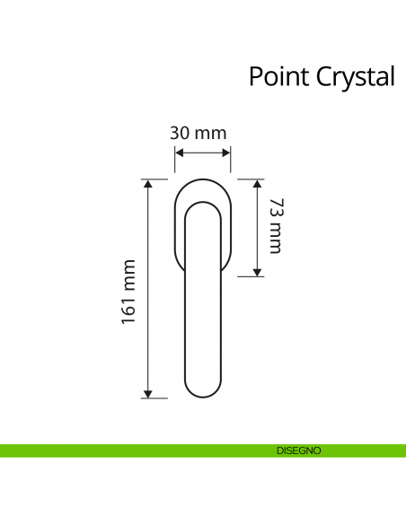 Maniglia con Swarovski per finestra martellina DK Point Crystal Linea Calì disegno