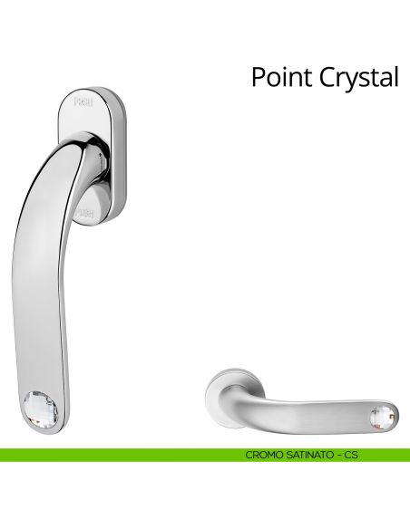 Maniglia con Swarovski per finestra martellina DK antintrusione Point Crystal Linea Calì cromo satinato