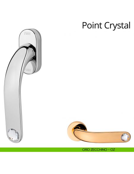 Maniglia con Swarovski per finestra martellina DK antintrusione Point Crystal Linea Calì oro zecchino