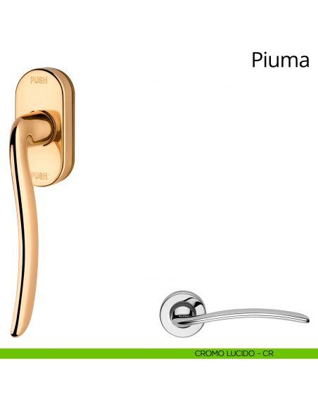 Maniglia per finestra martellina DK antintrusione Piuma Linea Calì cromo
