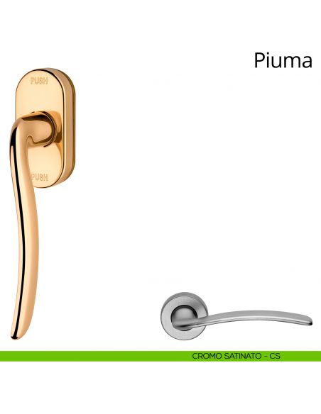 Maniglia per finestra martellina DK antintrusione Piuma Linea Calì cromo satinato