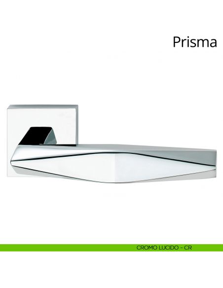 Maniglia per porta interna Prisma Linea Calì rosetta quadrata tradizionale cromo