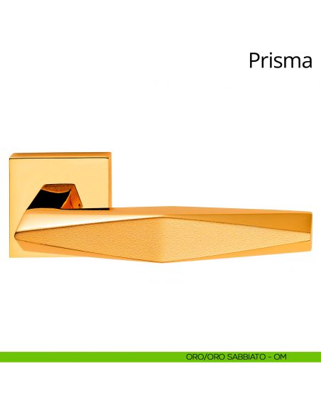 Maniglia per porta interna Prisma Linea Calì rosetta quadrata tradizionale oro sabbiato - oro