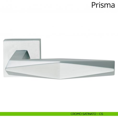 Maniglia per porta interna Prisma Linea Calì rosetta quadrata bassa cromo satinato