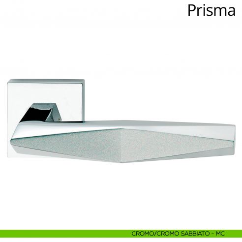 Maniglia per porta interna Prisma Linea Calì rosetta quadrata bassa cromo sabbiato - cromo