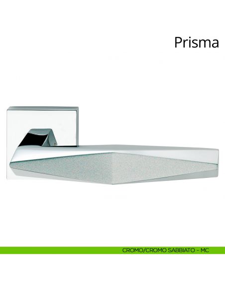 Maniglia per porta interna Prisma Linea Calì rosetta quadrata bassa cromo sabbiato - cromo