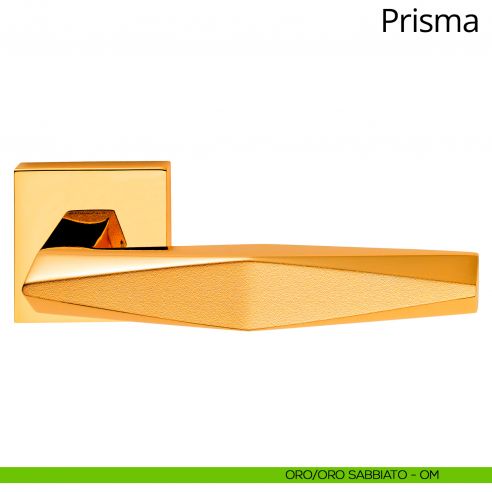Maniglia per porta interna Prisma Linea Calì rosetta quadrata bassa oro sabbiato - oro