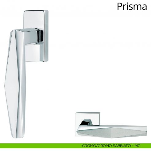 Maniglia per finestra martellina DK Prisma Linea Calì cromo sabbiato - cromo