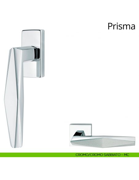 Maniglia per finestra martellina DK Prisma Linea Calì cromo sabbiato - cromo