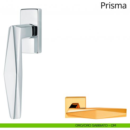 Maniglia per finestra martellina DK Prisma Linea Calì oro sabbiato - oro