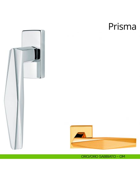 Maniglia per finestra martellina DK Prisma Linea Calì oro sabbiato - oro