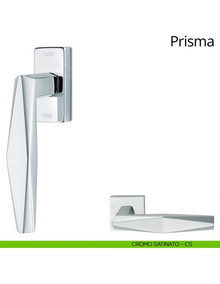 Maniglia per finestra martellina DK antintrusione Prisma Linea Calì cromo satinato