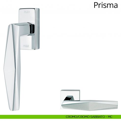 Maniglia per finestra martellina DK antintrusione Prisma Linea Calì cromo sabbiato - cromo
