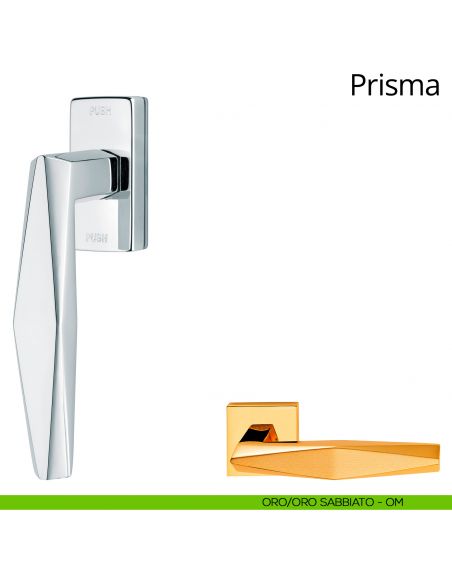 Maniglia per finestra martellina DK antintrusione Prisma Linea Calì oro sabbiato - oro