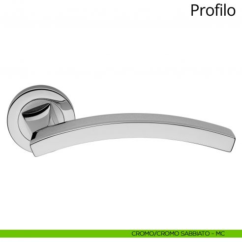 Maniglia per porta interna Profilo Linea Calì rosetta tonda cromo - cromo sabbiato