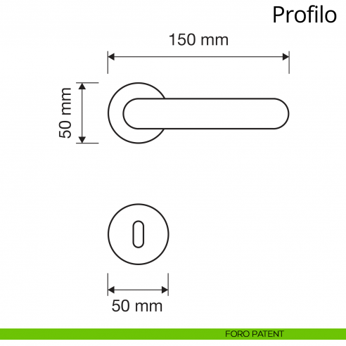 Maniglia per porta interna Profilo Linea Calì rosetta tonda foro patent