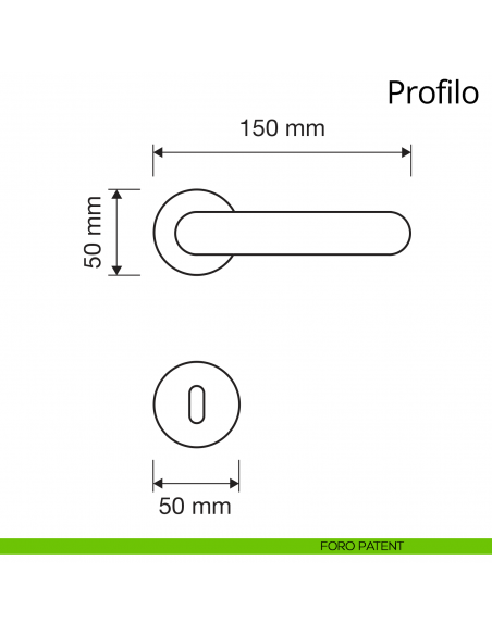 Maniglia per porta interna Profilo Linea Calì rosetta tonda foro patent