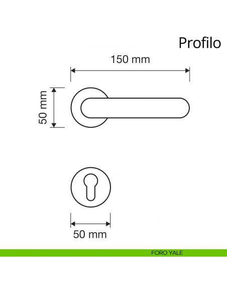 Maniglia per porta interna Profilo Linea Calì rosetta tonda foro yale
