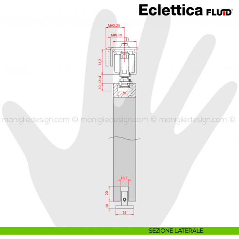 Binario per porta scorrevole ammortizzato Eclettica Fluid Terno Scorrevoli 120 kg