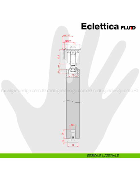Binario per porta scorrevole ammortizzato Eclettica Fluid Terno Scorrevoli 120 kg