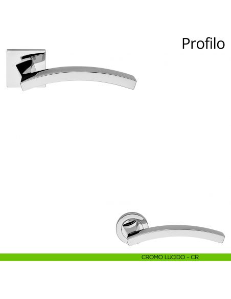 Maniglia per porta interna Profilo Linea Calì rosetta quadrata tradizionale cromo