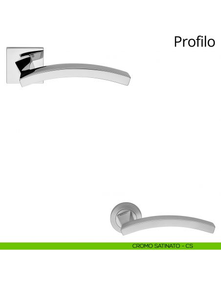 Maniglia per porta interna Profilo Linea Calì rosetta quadrata tradizionale cromo satinato