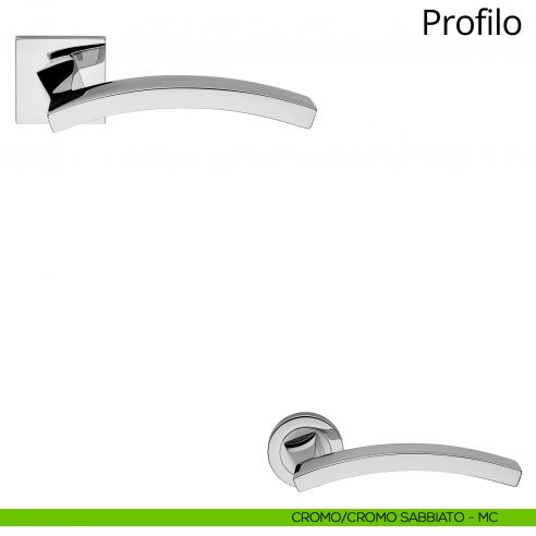 Maniglia per porta interna Profilo Linea Calì rosetta quadrata tradizionale cromo - cromo sabbiato