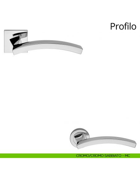 Maniglia per porta interna Profilo Linea Calì rosetta quadrata tradizionale cromo - cromo sabbiato