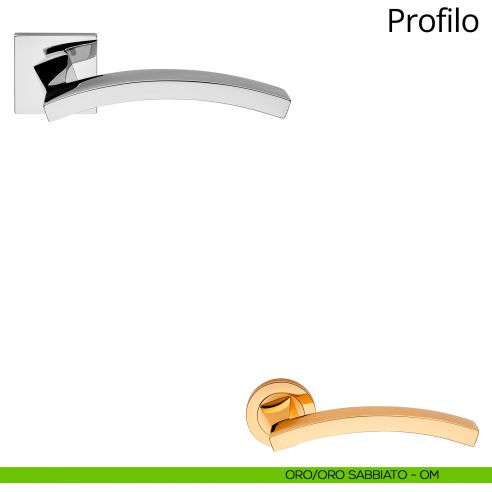 Maniglia per porta interna Profilo Linea Calì rosetta quadrata tradizionale oro - oro sabbiato