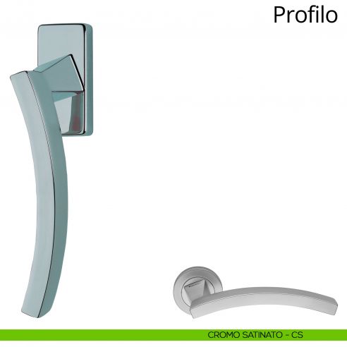 Maniglia per finestra martellina DK Profilo Linea Calì cromo satinato