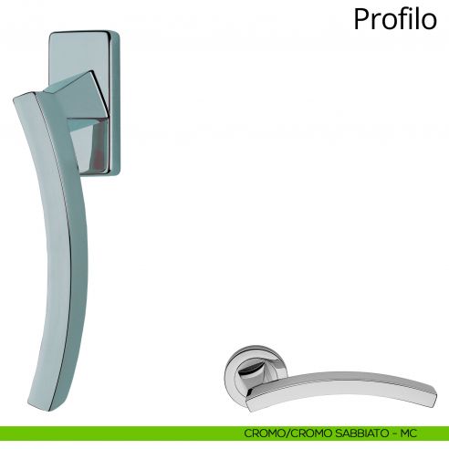 Maniglia per finestra martellina DK Profilo Linea Calì cromo - cromo sabbiato