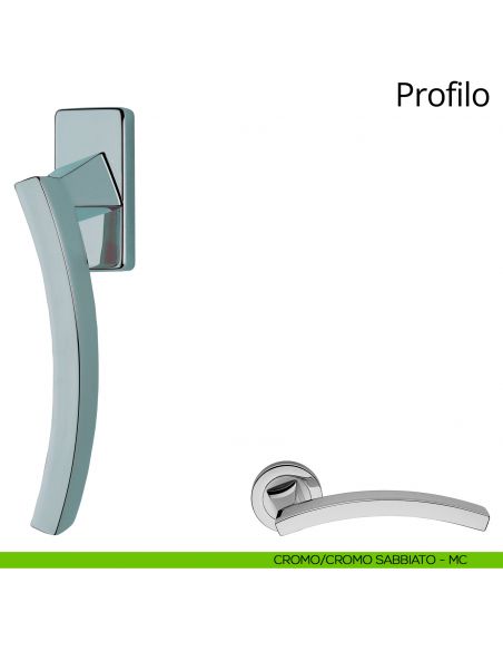 Maniglia per finestra martellina DK Profilo Linea Calì cromo - cromo sabbiato
