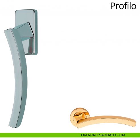 Maniglia per finestra martellina DK Profilo Linea Calì oro - oro sabbiato