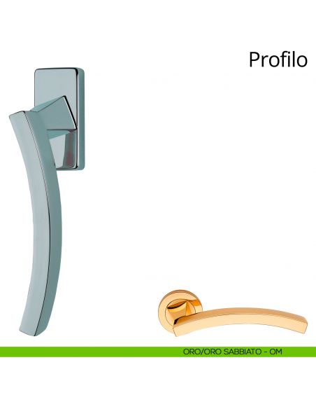 Maniglia per finestra martellina DK Profilo Linea Calì oro - oro sabbiato