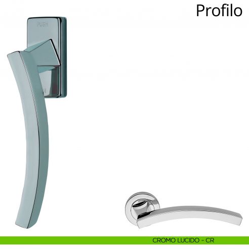 Maniglia per finestra martellina DK antintrusione Profilo Linea Calì cromo