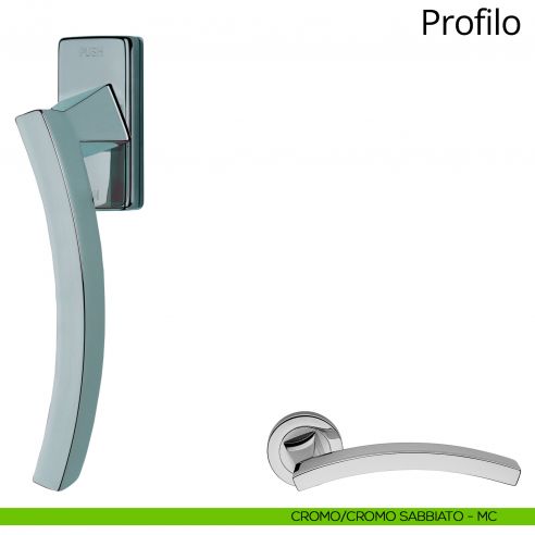 Maniglia per finestra martellina DK antintrusione Profilo Linea Calì cromo - cromo sabbiato