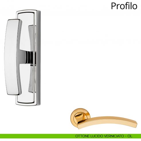 Maniglia per finestra cremonese Profilo Linea Calì ottone lucido verniciato