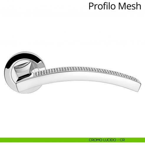 Maniglia con Swarovski per porta interna Profilo Mesh Linea Calì rosetta tonda cromo