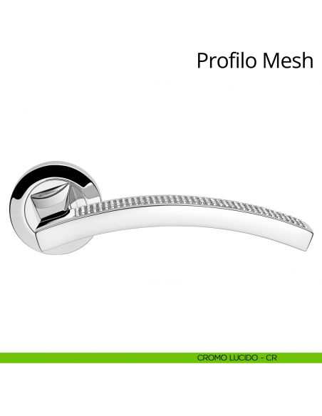 Maniglia con Swarovski per porta interna Profilo Mesh Linea Calì rosetta tonda cromo