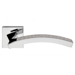 Maniglia con Swarovski per porta interna Profilo Mesh Linea Calì rosetta quadrata tradizionale