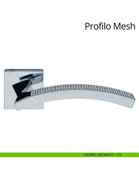 Maniglia con Swarovski per porta interna Profilo Mesh Linea Calì rosetta quadrata tradizionale cromo satinato