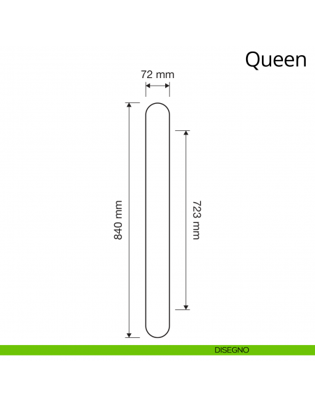Maniglione per porta Queen Linea Calì interasse 738 mm disegno