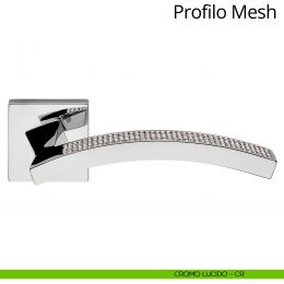 Maniglia con Swarovski per porta interna Profilo Mesh Linea Calì rosetta quadrata bassa 2