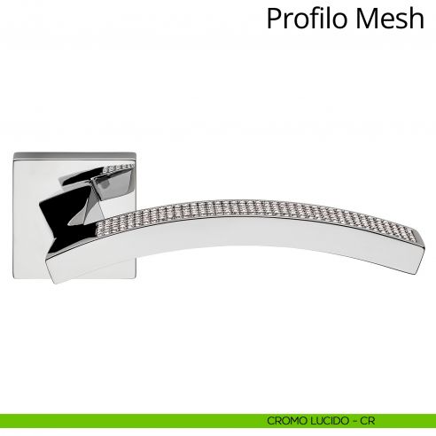 Maniglia con Swarovski per porta interna Profilo Mesh Linea Calì rosetta quadrata bassa