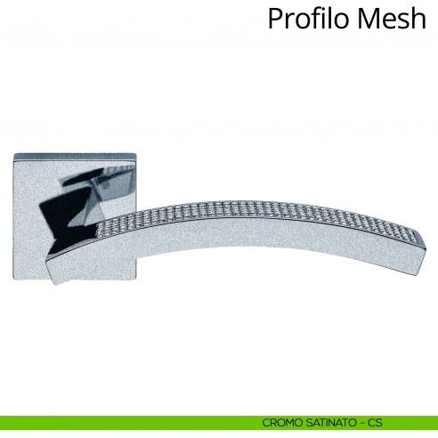 Maniglia con Swarovski per porta interna Profilo Mesh Linea Calì rosetta quadrata bassa