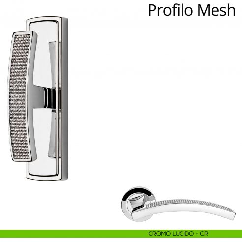 Maniglia con Swarovski per finestra cremonese Profilo Mesh Linea Calì cromo
